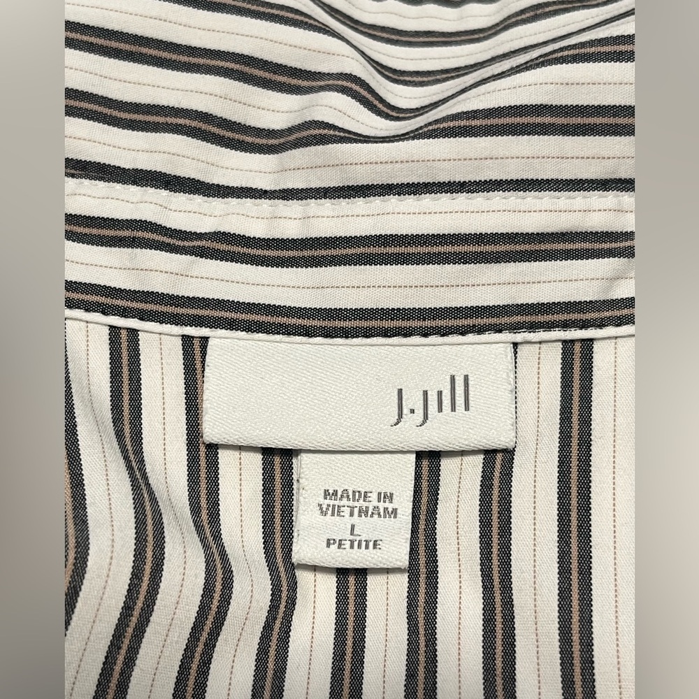 J. JILL Women’s Black and White Striped LS Button Down Shirt Blouse Size L - Picture 7 of 13